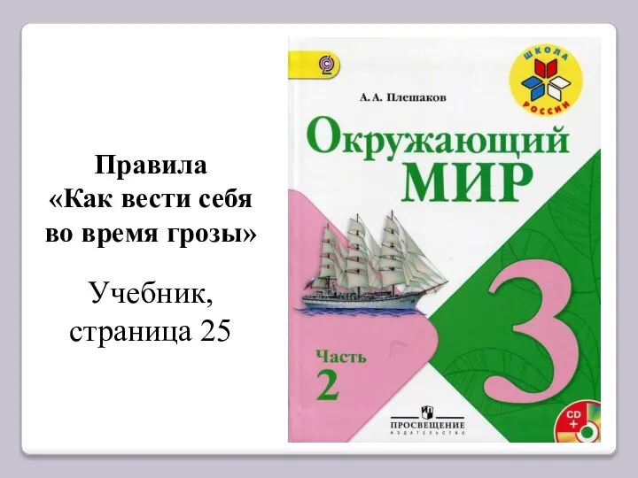 Правила «Как вести себя во время грозы» Учебник, страница 25