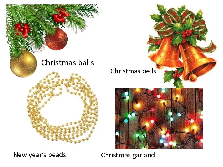 Christmas balls Christmas bells New year’s beads Christmas garland