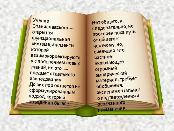 Учение Станиславского — открытая функциональная система, элементы которой взаимокорректируются с появлением новых