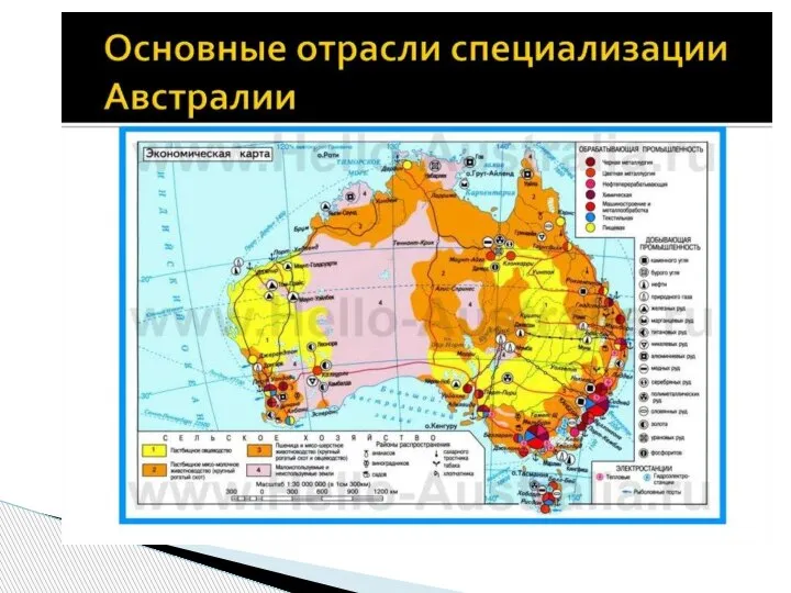 Основные отрасли специализации Австралии