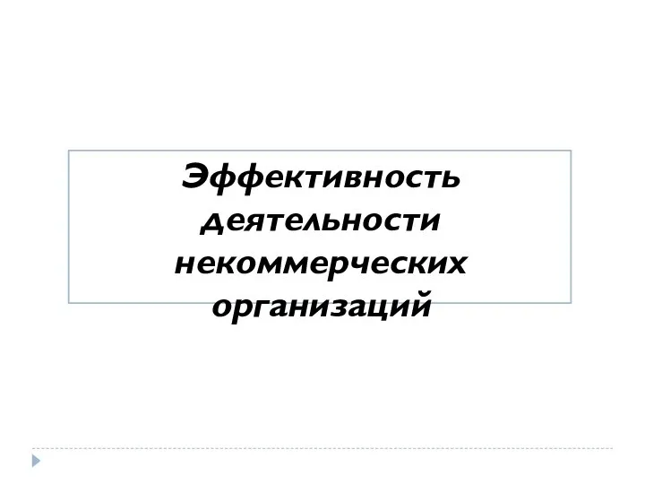 Эффективность деятельности некоммерческих организаций