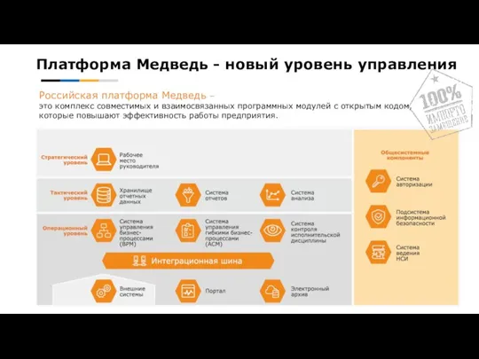 Платформа Медведь - новый уровень управления Российская платформа Медведь – это комплекс