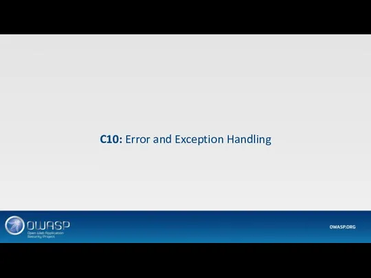 C10: Error and Exception Handling