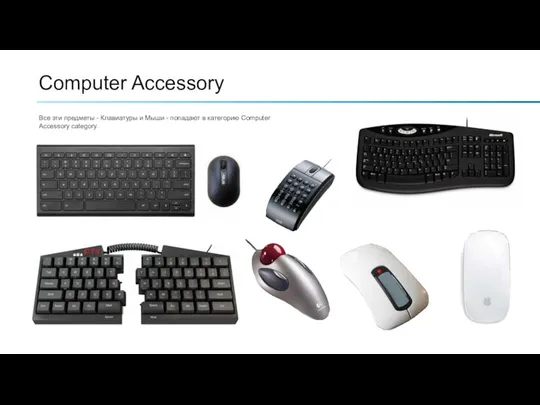 Computer Accessory Все эти предметы - Клавиатуры и Мыши - попадают в категорию Computer Accessory category.
