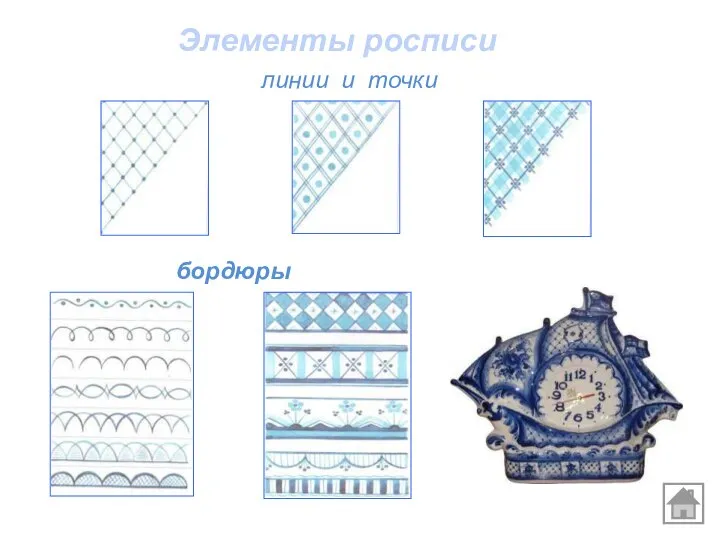 Элементы росписи линии и точки бордюры