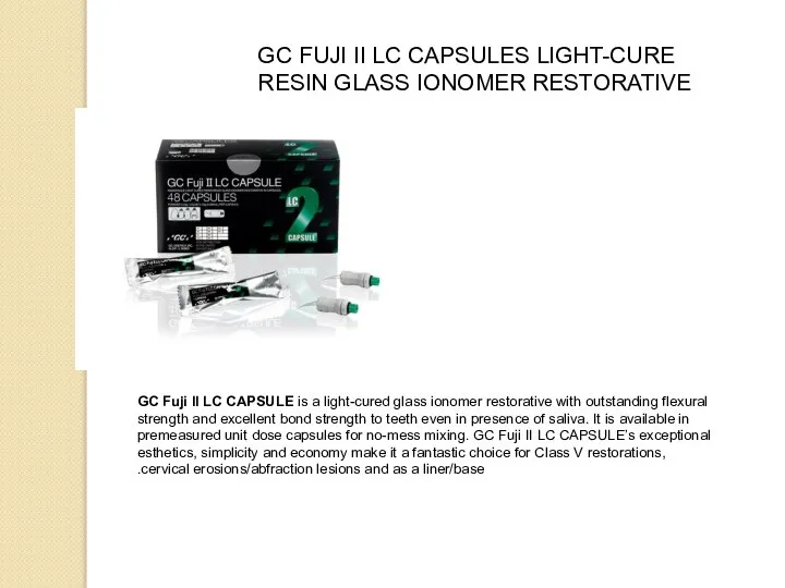 GC FUJI II LC CAPSULES LIGHT-CURE RESIN GLASS IONOMER RESTORATIVE GC Fuji