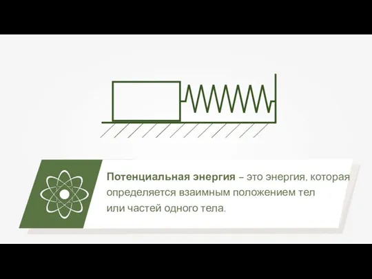 Потенциальная энергия – это энергия, которая определяется взаимным положением тел или частей одного тела.