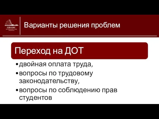 Варианты решения проблем