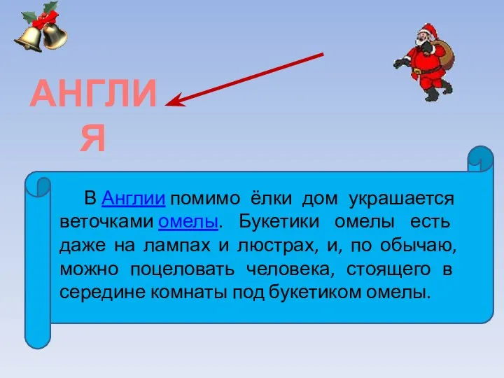 В Англии помимо ёлки дом украшается веточками омелы. Букетики омелы есть даже