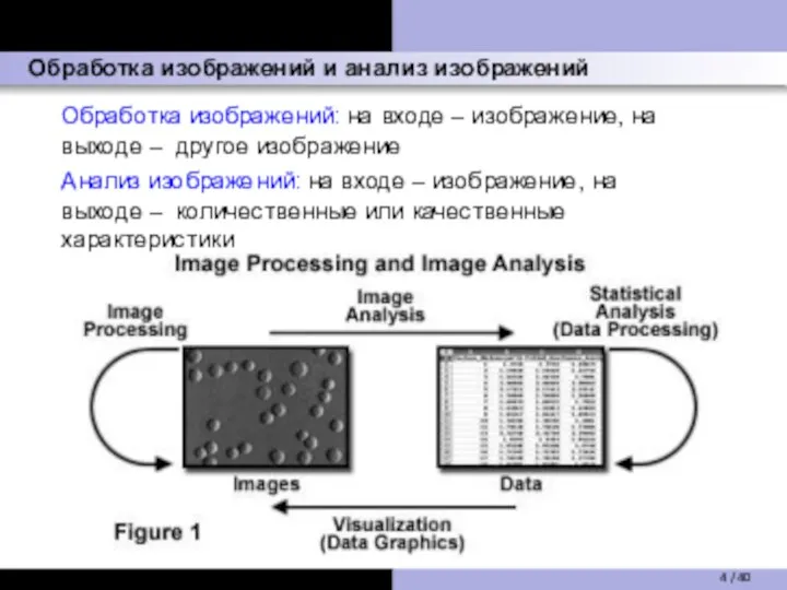 Обработка изображений и анализ изображений Обработка изображений: на входе – изображение, на