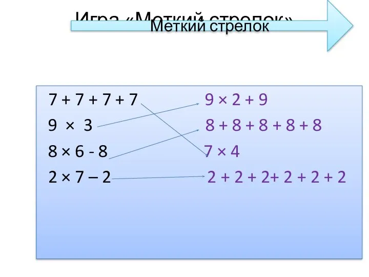 Игра «Меткий стрелок» 7 + 7 + 7 + 7 9 ×