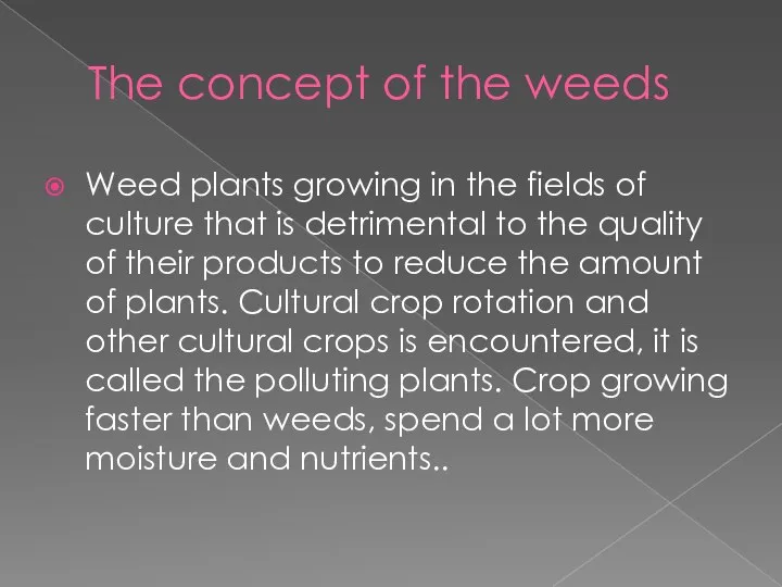 The concept of the weeds Weed plants growing in the fields of
