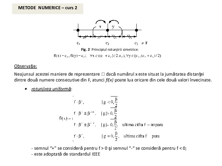 Fig. 2 Principiul rotunjirii simetrice: Observaţie: Neajunsul acestei maniere de reprezentare ?