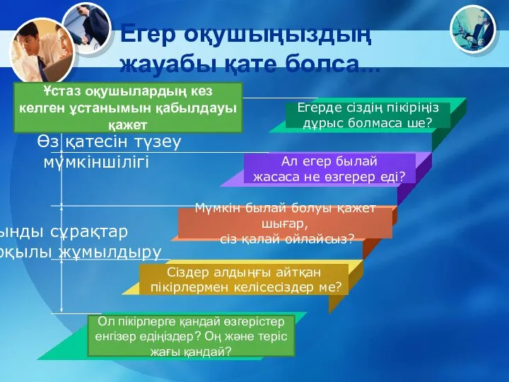 Егер оқушыңыздың жауабы қате болса... Егерде сіздің пікіріңіз дұрыс болмаса ше? Ал