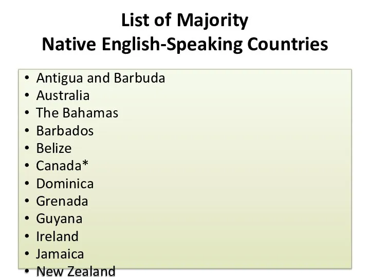 List of Majority Native English-Speaking Countries Antigua and Barbuda Australia The Bahamas