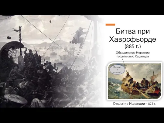 Битва при Хаврсфьорде (885 г.) Открытие Исландии – 872 г. Объединение Норвегии