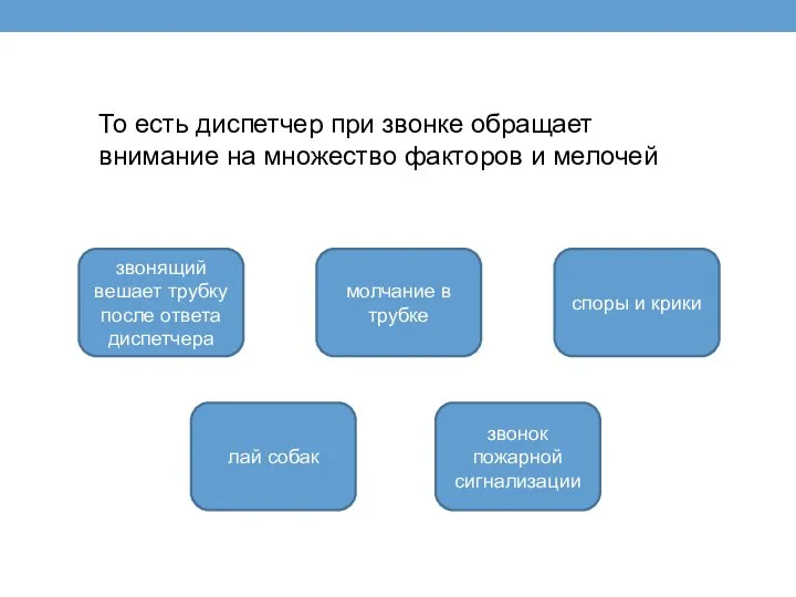 То есть диспетчер при звонке обращает внимание на множество факторов и мелочей