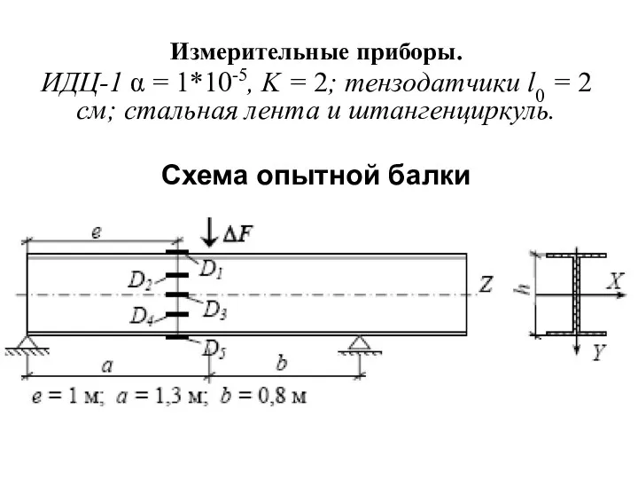 Измерительные приборы. ИДЦ-1 α = 1*10-5, K = 2; тензодатчики l0 =