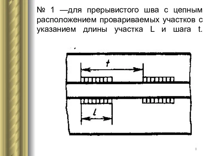 № 1 —для прерывистого шва с цепным расположением провариваемых участков с указанием