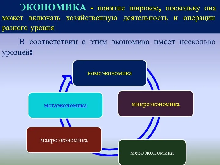 ЭКОНОМИКА - понятие широкое, поскольку она может включать хозяйственную деятельность и операции