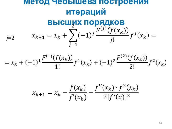 j=2 Метод Чебышева построения итераций высших порядков