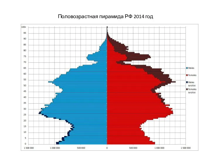 Половозрастная пирамида РФ 2014 год