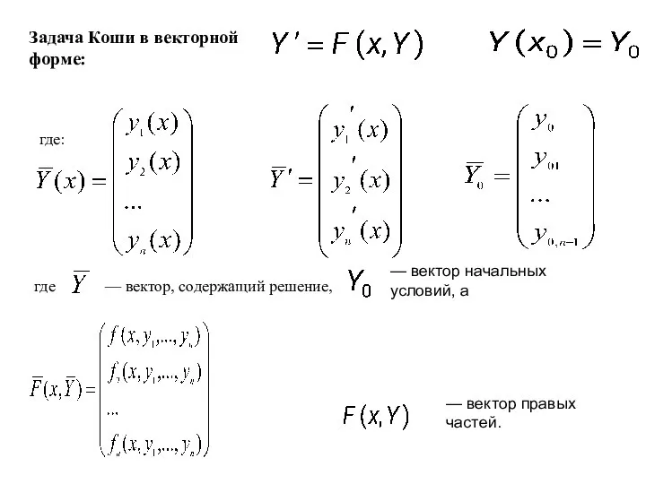 где: где — вектор начальных условий, а — вектор правых частей. —