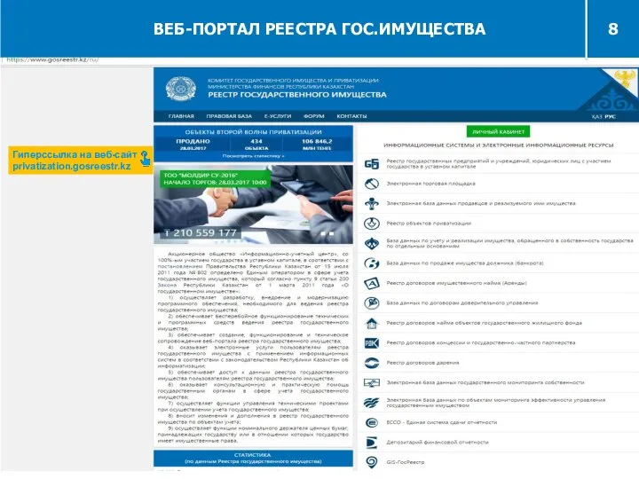 Гиперссылка на веб-сайт privatization.gosreestr.kz ВЕБ-ПОРТАЛ РЕЕСТРА ГОС.ИМУЩЕСТВА 8