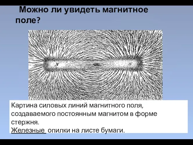 Можно ли увидеть магнитное поле? Картина силовых линий магнитного поля, создаваемого постоянным