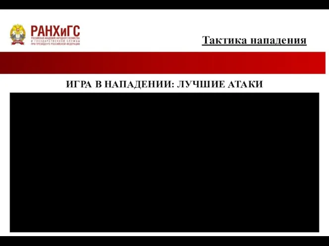 Тактика нападения ИГРА В НАПАДЕНИИ: ЛУЧШИЕ АТАКИ