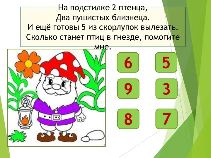 На подстилке 2 птенца, Два пушистых близнеца. И ещё готовы 5 из