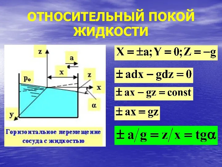 ОТНОСИТЕЛЬНЫЙ ПОКОЙ ЖИДКОСТИ