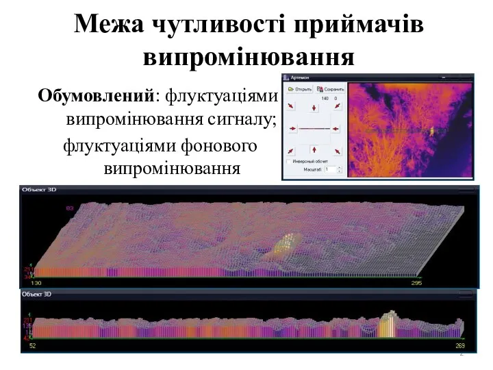 Межа чутливості приймачів випромінювання Обумовлений: флуктуаціями випромінювання сигналу; флуктуаціями фонового випромінювання