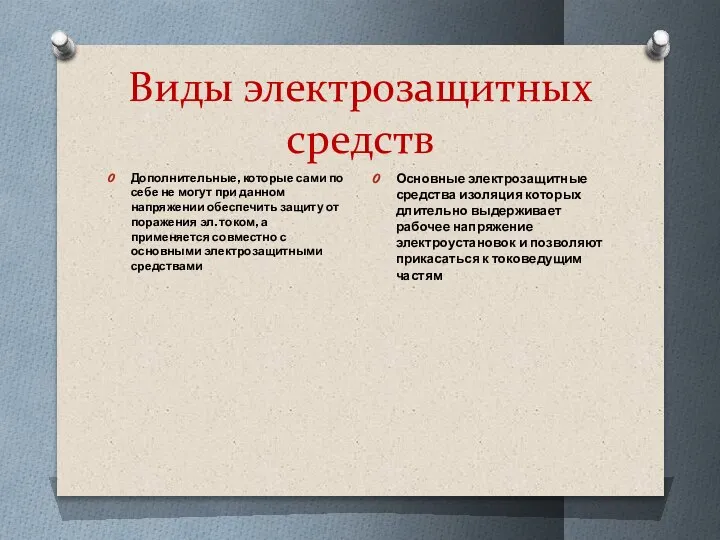 Виды электрозащитных средств Дополнительные, которые сами по себе не могут при данном