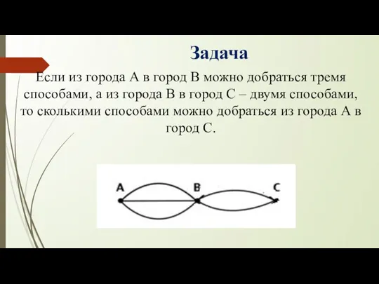 Задача Если из города А в город В можно добраться тремя способами,