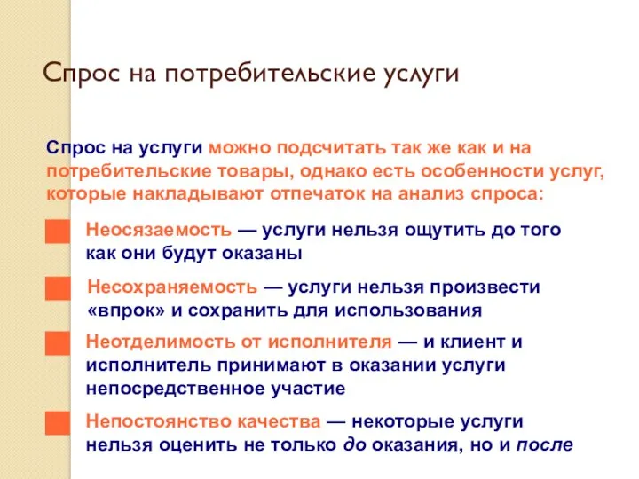 Спрос на потребительские услуги Спрос на услуги можно подсчитать так же как