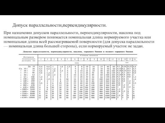 Допуск параллельности,перпендикулярности. При назначении допусков параллельности, перпендикулярности, наклона под номинальным размером понимается