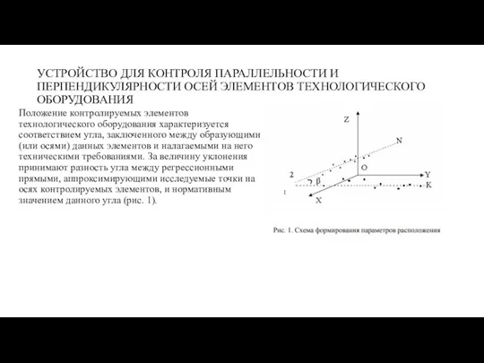 УСТРОЙСТВО ДЛЯ КОНТРОЛЯ ПАРАЛЛЕЛЬНОСТИ И ПЕРПЕНДИКУЛЯРНОСТИ ОСЕЙ ЭЛЕМЕНТОВ ТЕХНОЛОГИЧЕСКОГО ОБОРУДОВАНИЯ Положение контролируемых