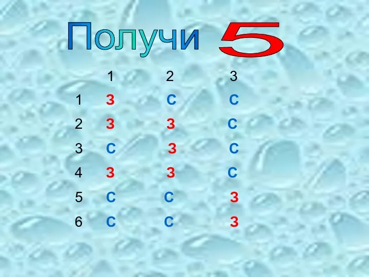 Получи 5 1 2 3 4 5 6 1 2 3 З