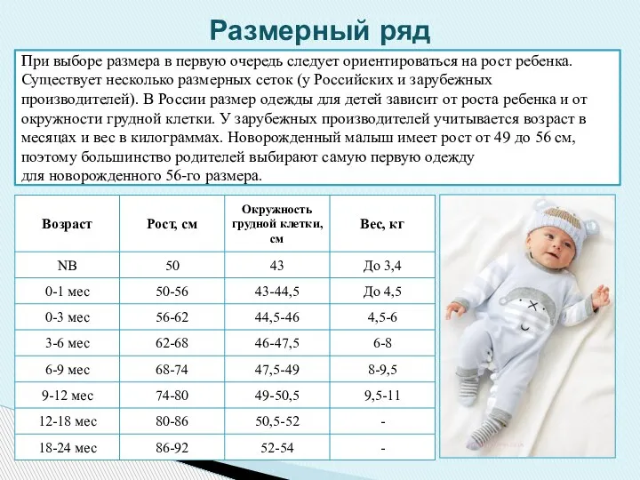 При выборе размера в первую очередь следует ориентироваться на рост ребенка. Существует