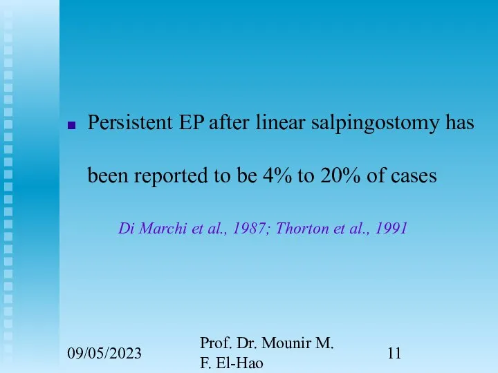 09/05/2023 Prof. Dr. Mounir M. F. El-Hao Persistent EP after linear salpingostomy