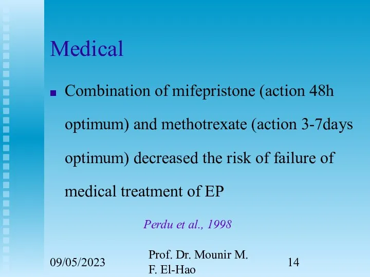 09/05/2023 Prof. Dr. Mounir M. F. El-Hao Medical Combination of mifepristone (action