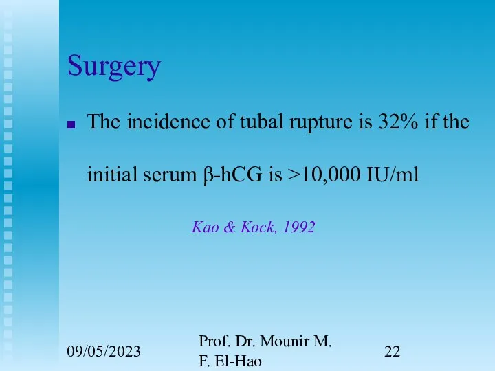 09/05/2023 Prof. Dr. Mounir M. F. El-Hao Surgery The incidence of tubal