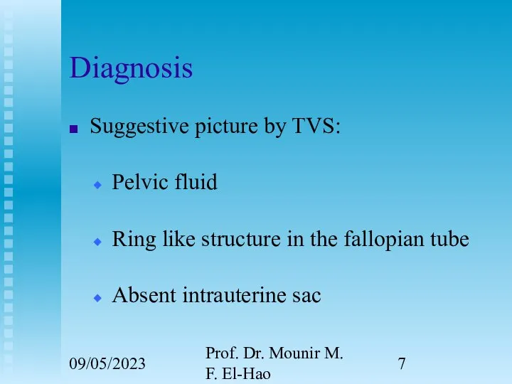 09/05/2023 Prof. Dr. Mounir M. F. El-Hao Diagnosis Suggestive picture by TVS: