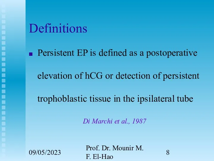 09/05/2023 Prof. Dr. Mounir M. F. El-Hao Definitions Persistent EP is defined