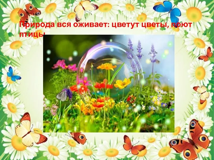 Природа вся оживает: цветут цветы, поют птицы