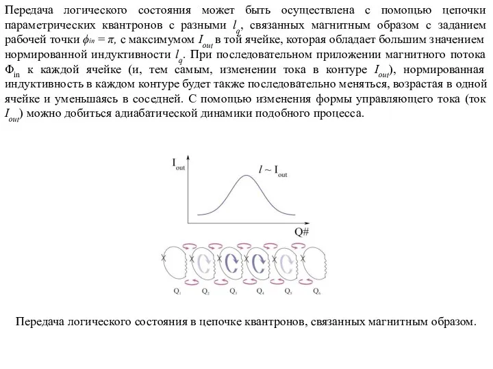 Передача логического состояния может быть осуществлена с помощью цепочки параметрических квантронов с