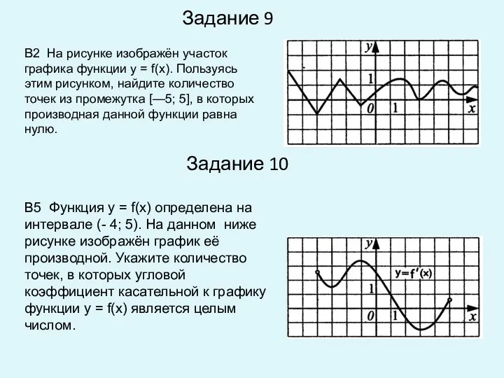 Задание 9 Задание 10 В2 На рисунке изображён участок графика функции у