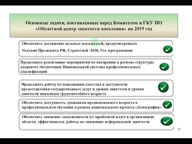 Основные задачи, поставленные перед Комитетом и ГКУ ПО «Областной центр занятости населения»