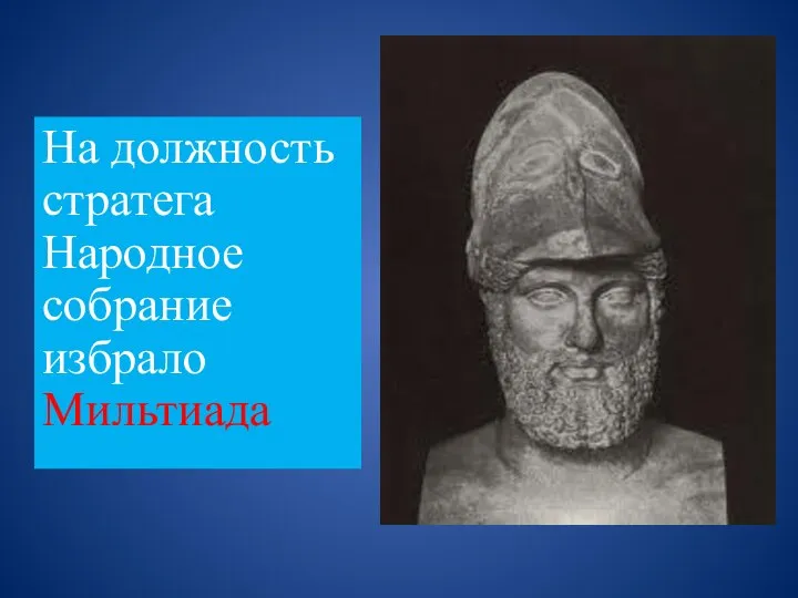 На должность стратега Народное собрание избрало Мильтиада